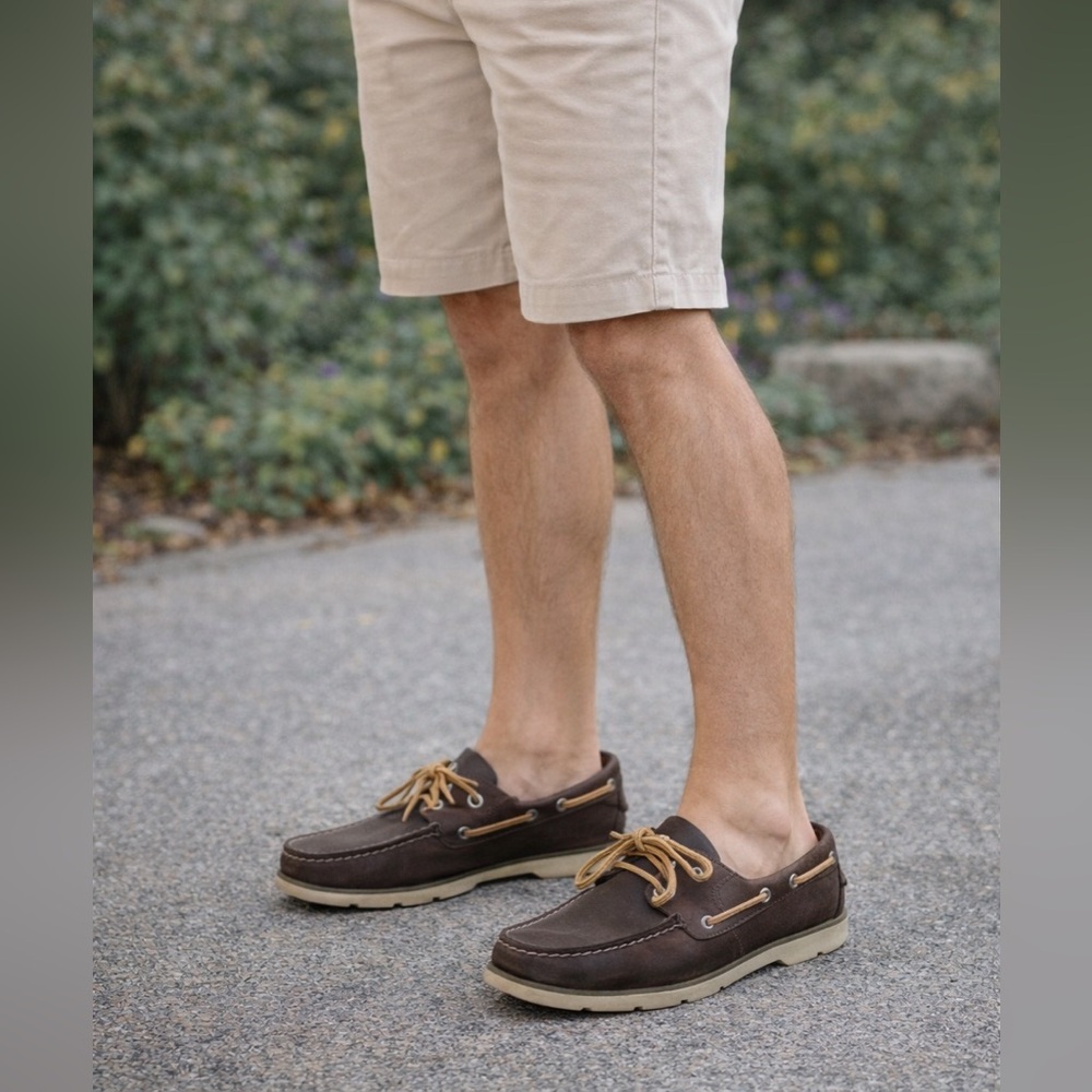 Sperry Men’s Brown Leather Boat Shoes Size 7.5M Classic Moc Toe Deck Shoes